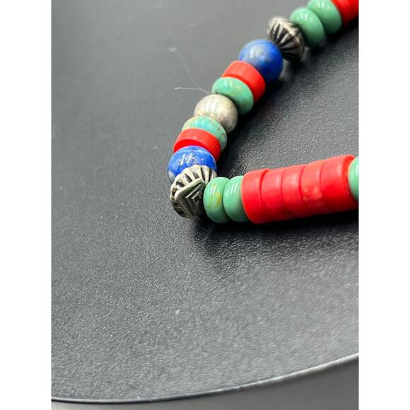 * Silpada B1084 Sterling Silver Lapis Red Bamboo Turquoise Beaded Bracelet 2004 - Picture 5 of 7